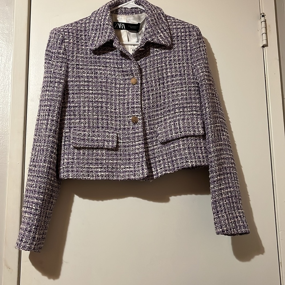 Zara Women's Purple Tweed Jacket